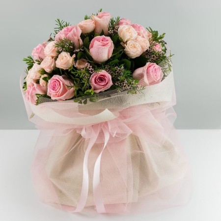 Romantic bouquet of pink shades
