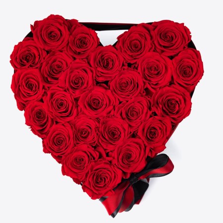 Forever Roses Red In Heart Box