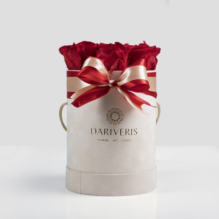 Forever Roses Velvet Box With Red Roses